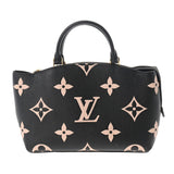 Louis Vuitton Monogram Implant Petit Palais PM Black Beige Women's Leather Bag