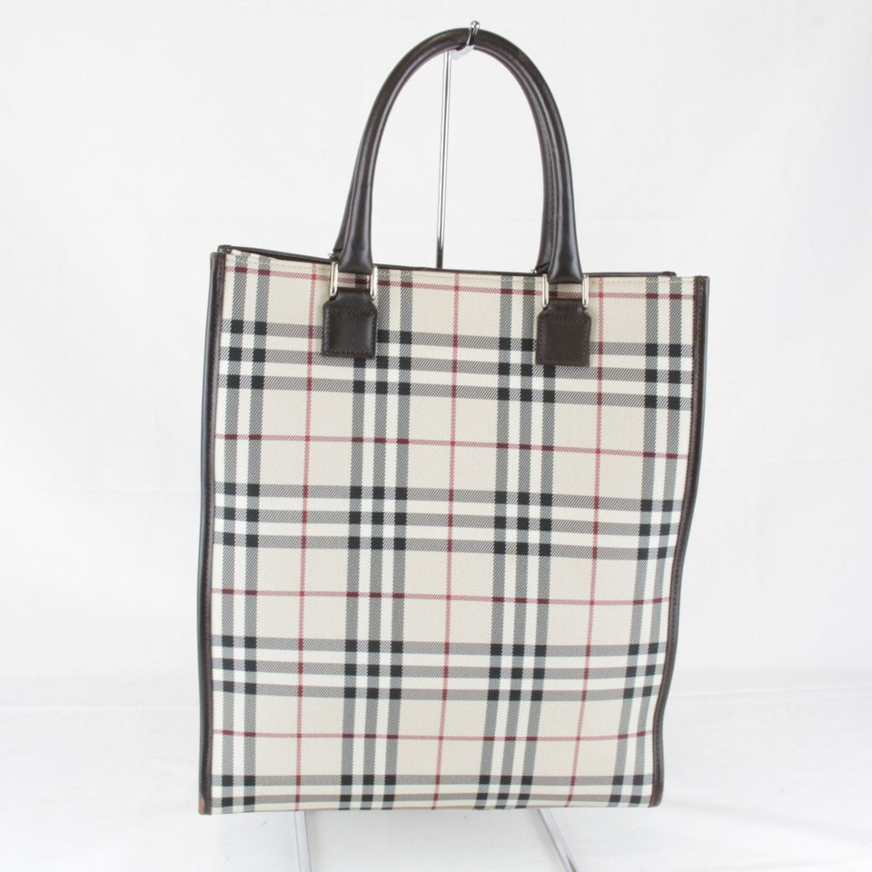 Burberry Beige Canvas Leather Tote Bag ( )