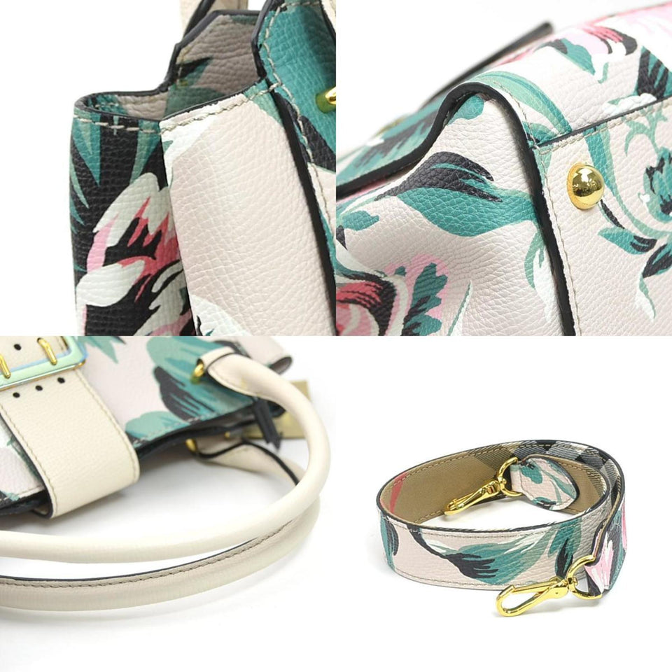 Burberry Light Beige Multi-Color Leather Handbag Shoulder Bag ( )