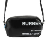 Burberry Black White Coated Canvas Leather Pochette Pouch Shoulder Bag ( )