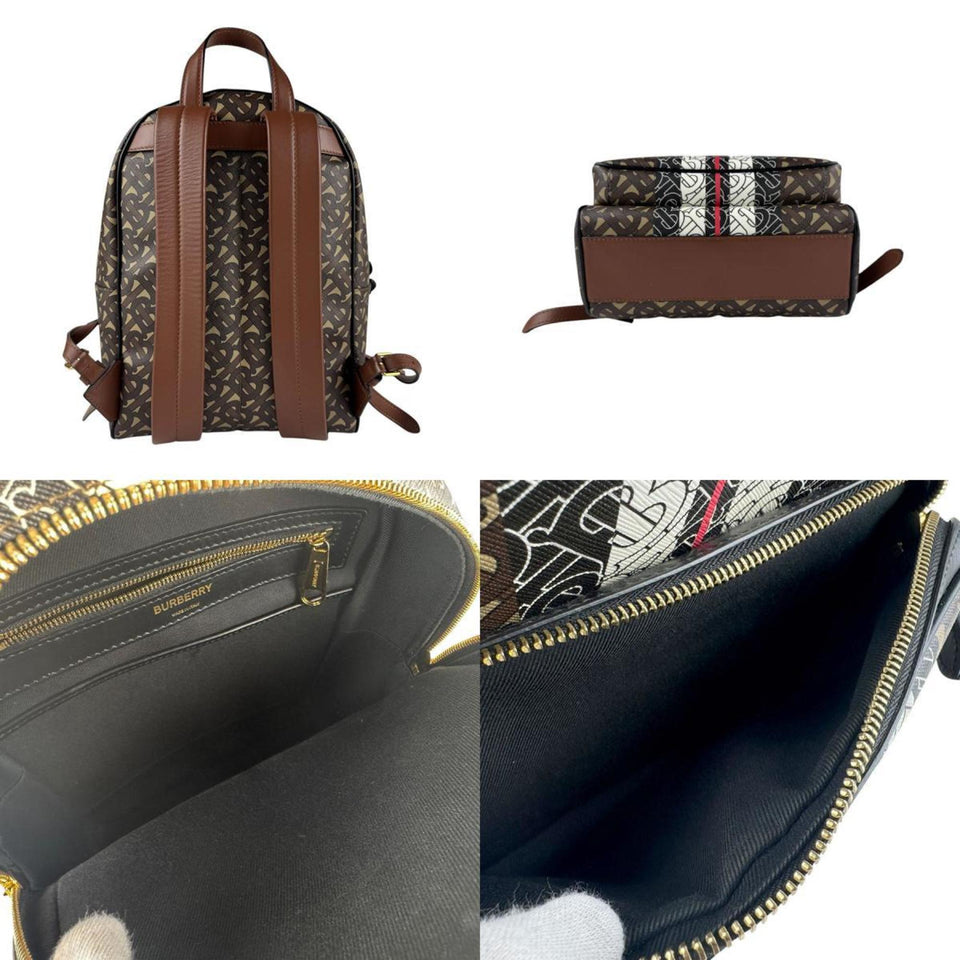 Burberry Black Brown White Pvc Leather Backpack ( )
