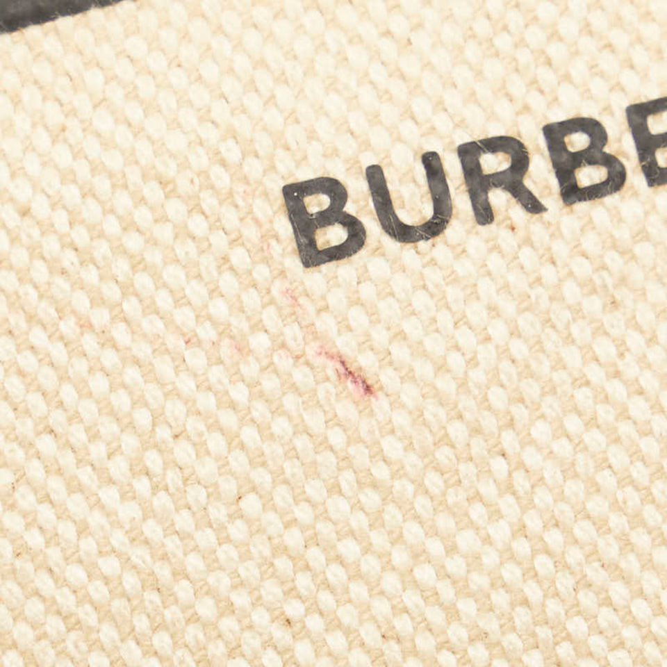 Burberry Beige Canvas Leather Pouch Tote Bag ( )