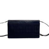 Burberry Navy Leather Nylon Clutch Bag Shoulder Bag ( )