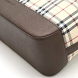 Burberry Beige Black Bordeaux Canvas Leather Shoulder Bag Tote Bag ( )