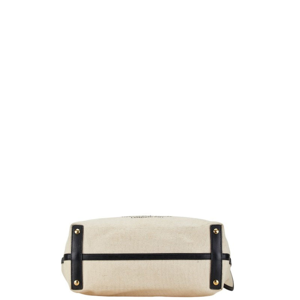 Burberry Beige Canvas Leather Pouch Tote Bag ( )
