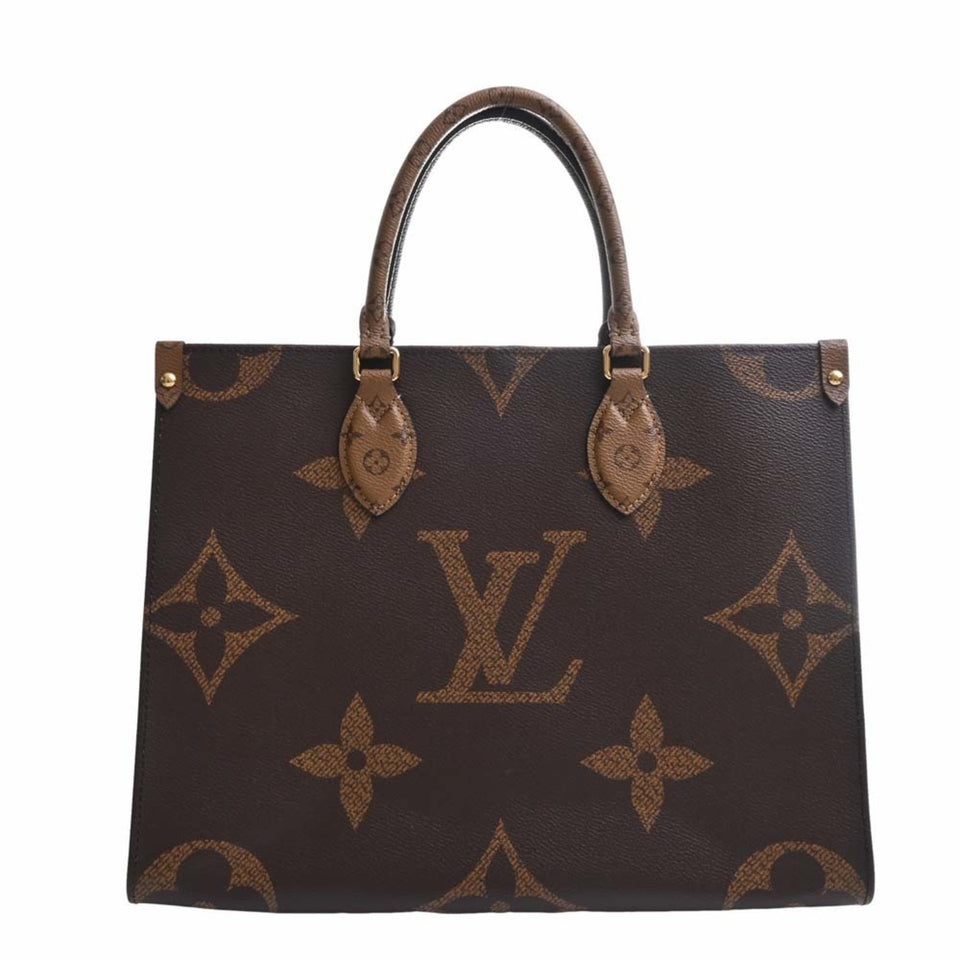 Louis Vuitton Monogram Giant Reverse On the Go MM Handbag Brown Women's