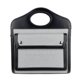 Burberry Black Blue Canvas Leather Handbag Shoulder Bag ( )