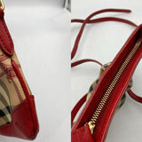 Burberry Beige Red Color Pvc Leather Shoulder Bag ( )