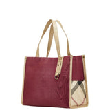 Burberry Beige Purple Canvas Leather Handbag Tote Bag ( )