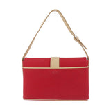Burberry Beige Red Color Canvas Leather Handbag Shoulder Bag Tote Bag ( )