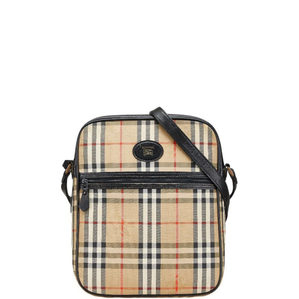 Burberry Beige Multi-Color Canvas Leather Shoulder Bag ( )