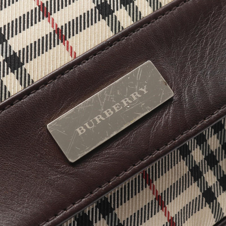 Burberry Beige Multi-Color Canvas Leather Shoulder Bag ( )