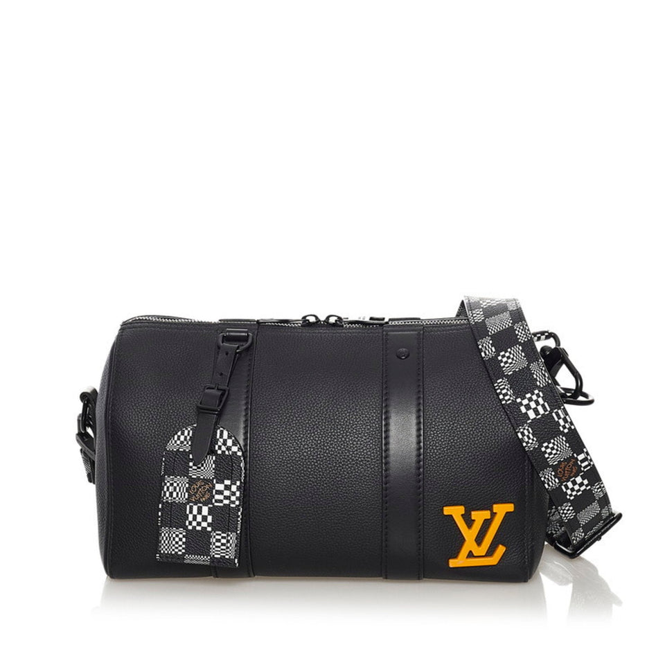 Louis Vuitton Damier Distorted City Keepall Shoulder Bag Black Grain Leather Men's Louis Vuitton