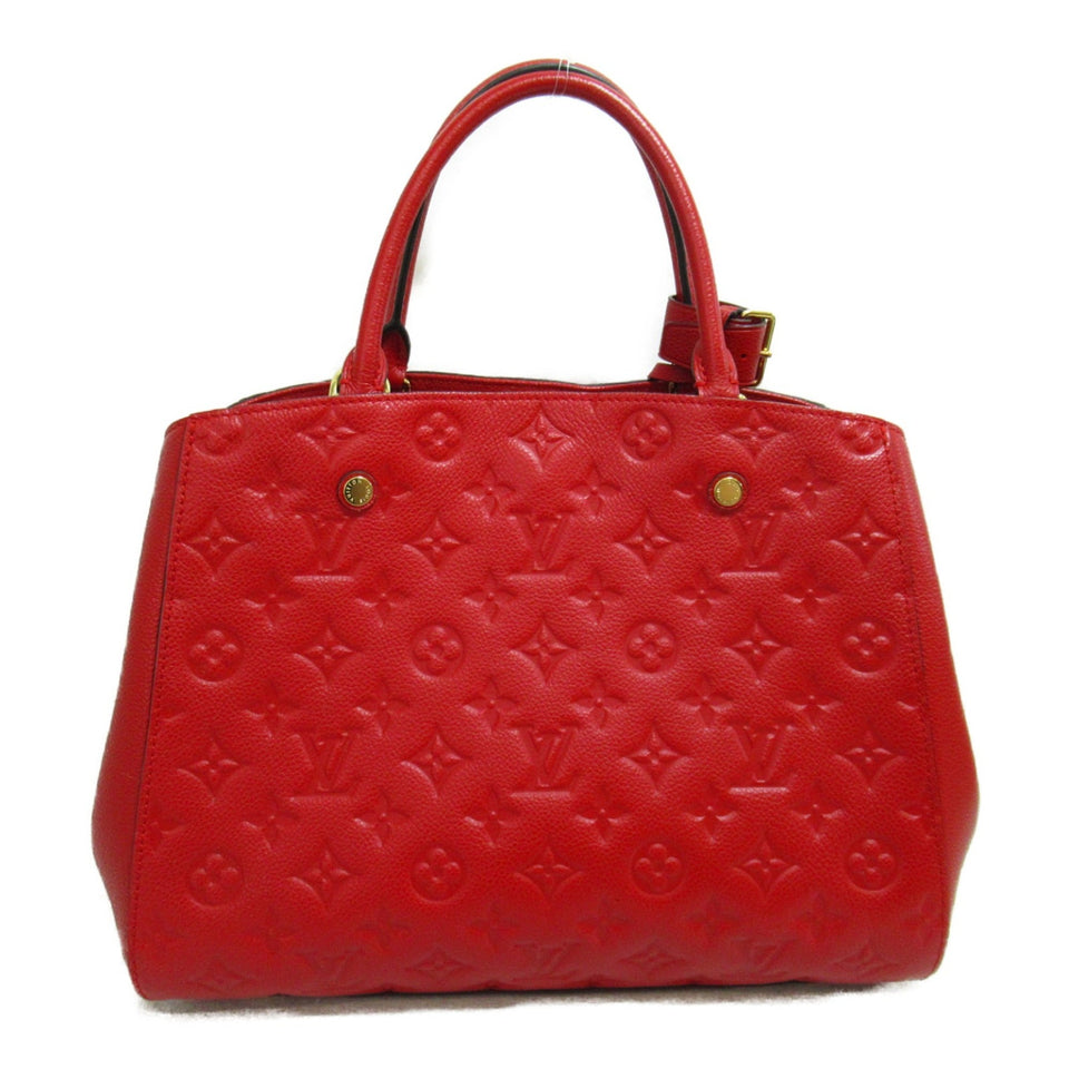 Louis Vuitton Montaigne MM Shoulder Bag Red Cerise Monogram empreinte leather
