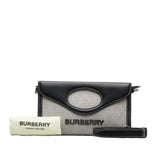 Burberry Black Gray Cotton Canvas Leather Handbag Shoulder Bag ( )