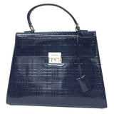 Burberry Navy Patent Leather Handbag Tote Bag ( )
