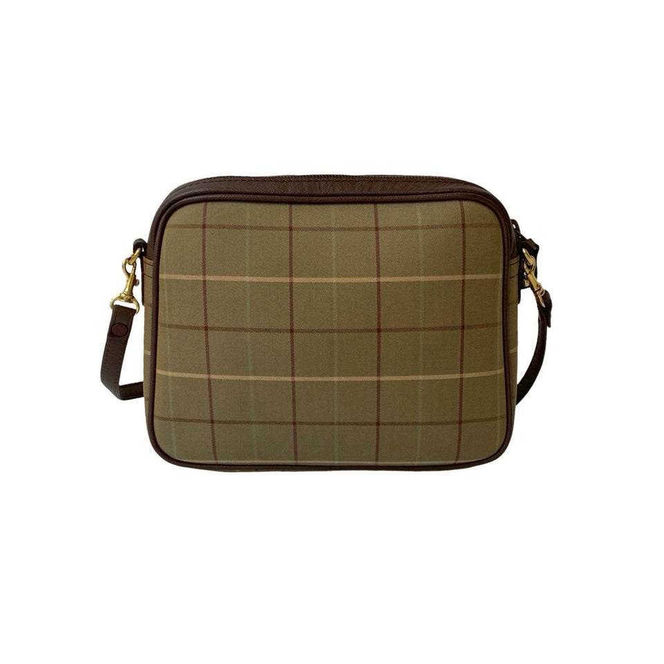 Burberry Brown Khaki Leather Canvas Shoulder Bag ( )