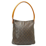 Louis Vuitton Monogram Looping GM Shoulder Bag Handbag Brown PVC Leather Ladies
