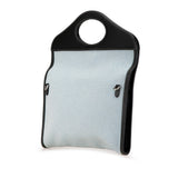 Burberry Black Blue Canvas Leather Handbag Shoulder Bag ( )