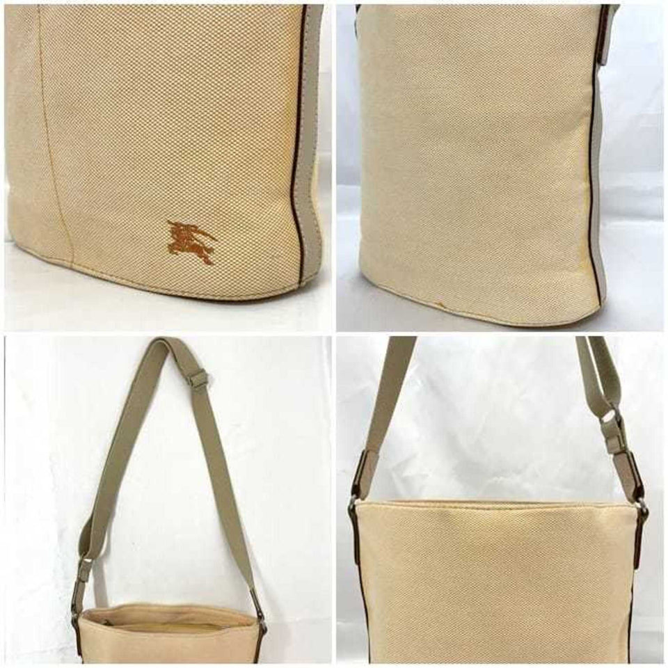 Burberry Beige Orange Canvas Shoulder Bag ( )
