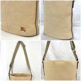 Burberry Beige Orange Canvas Shoulder Bag ( )