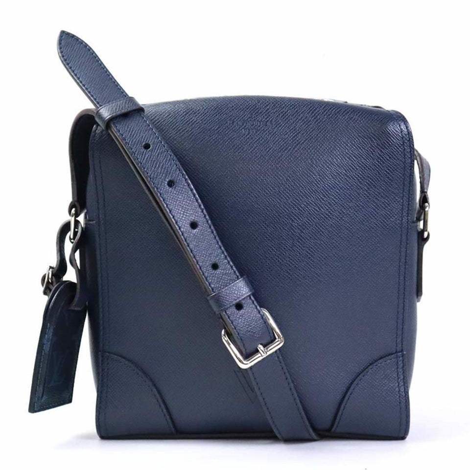 Louis Vuitton Crossbody Shoulder Bag Taiga Nikolai Messenger PM Indigo Blue Men's