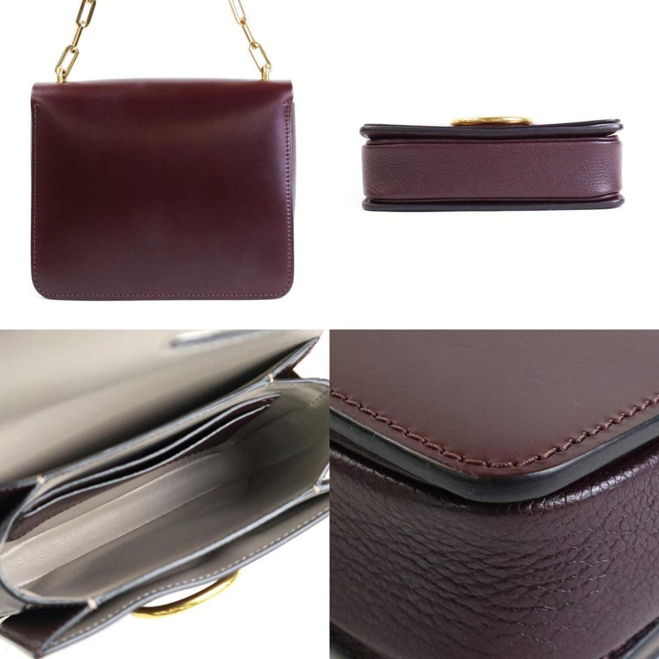 Burberry Bordeaux Leather Shoulder Bag ( )