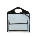Burberry Black Blue Canvas Leather Handbag Shoulder Bag ( )
