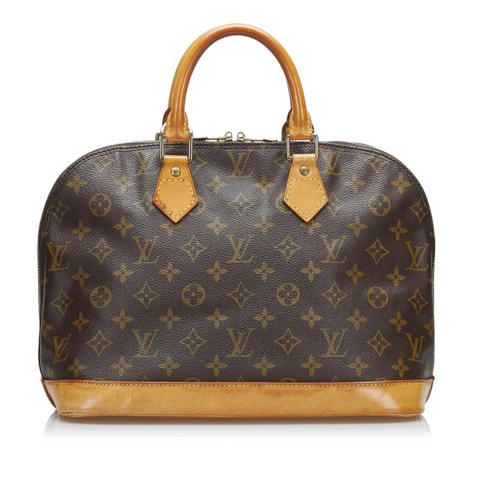 Louis Vuitton Monogram Alma PM Handbag Brown PVC Leather Ladies