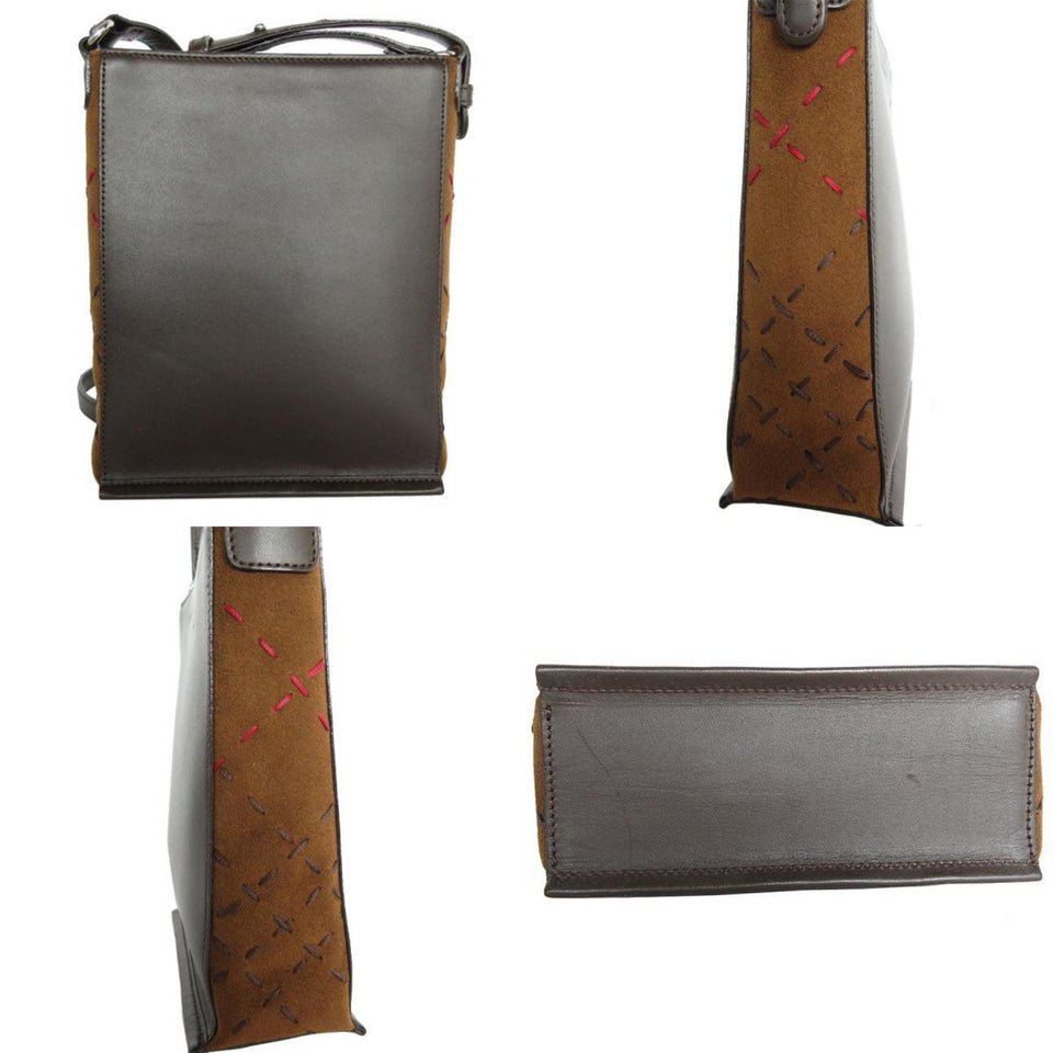 Burberry Brown Leather Suede Shoulder Bag ( )