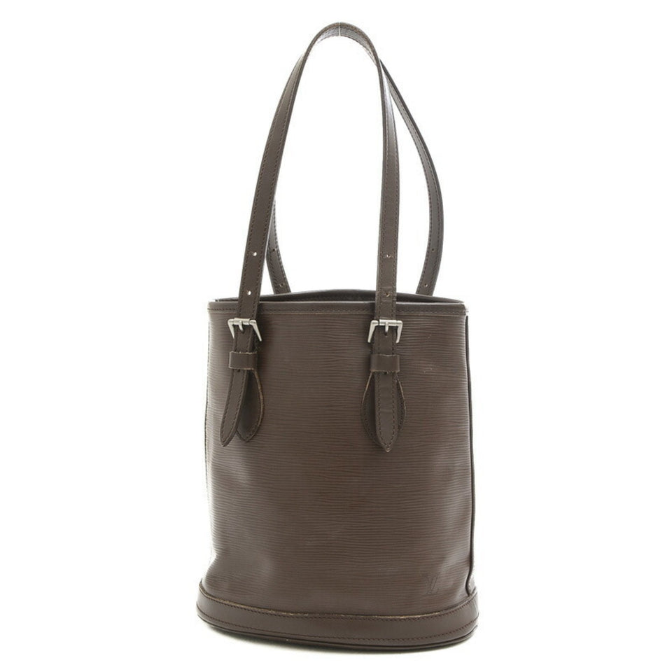 Louis Vuitton Epi Bucket PM Tote Bag with Pouch Mocha Brown