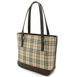 Burberry Beige Black Bordeaux Dark Brown Canvas Leather Shoulder Bag Tote Bag ( )