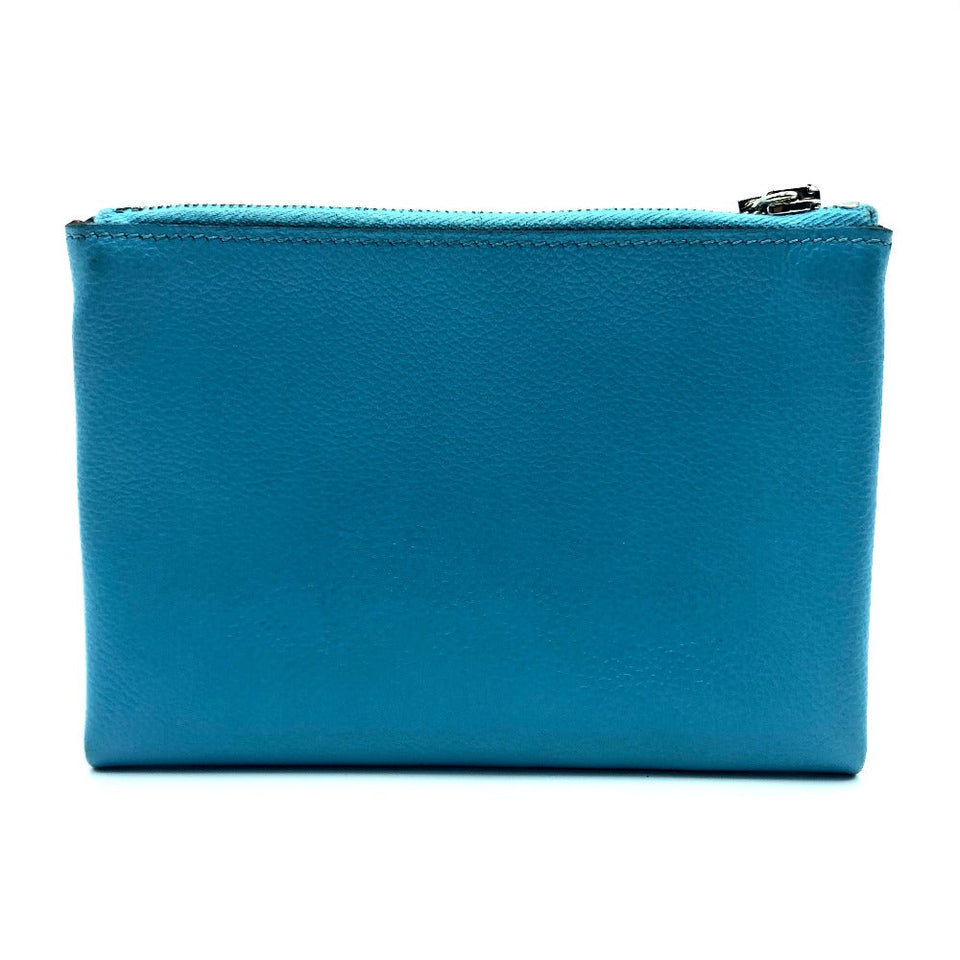Hermes Pouch leather blue flat Atou PM Women