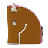 Hermes change purse Paddock Caramel/Nata/Rose Confetti Chevre Myzore Silver HW Stamp
