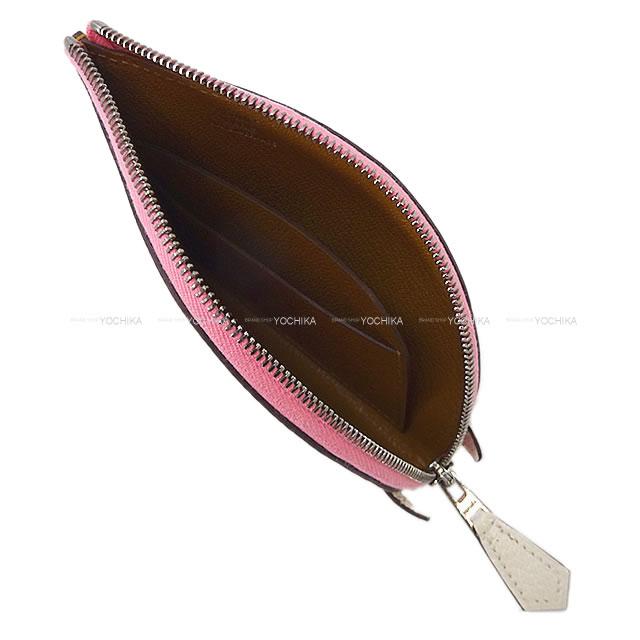 Hermes change purse Paddock Caramel/Nata/Rose Confetti Chevre Myzore Silver HW Stamp