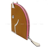 Hermes change purse Paddock Caramel/Nata/Rose Confetti Chevre Myzore Silver HW Stamp