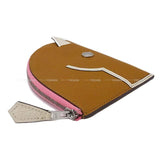 Hermes change purse Paddock Caramel/Nata/Rose Confetti Chevre Myzore Silver HW Stamp
