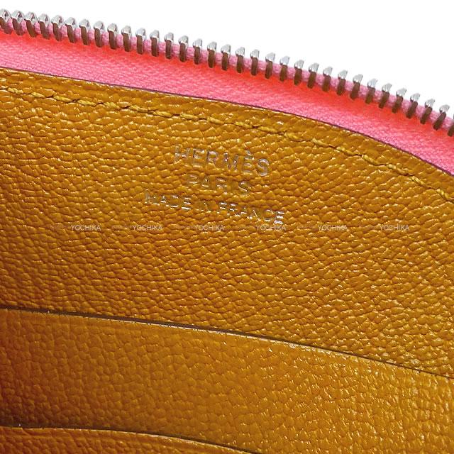 Hermes change purse Paddock Caramel/Nata/Rose Confetti Chevre Myzore Silver HW Stamp
