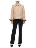 Luxury Burberry Corduroy Collar Diamond Quilted Jacket Soft Fawn