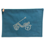 Hermes Pouch canvas Blue type bicycle studs velocipedist unisex(Unisex)