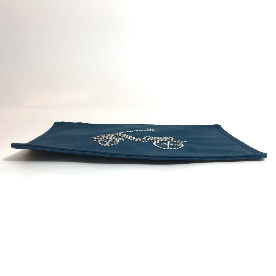 Hermes Pouch canvas Blue type bicycle studs velocipedist unisex(Unisex)