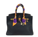 HermesBirkin 35 Black Clemence Bag GHW