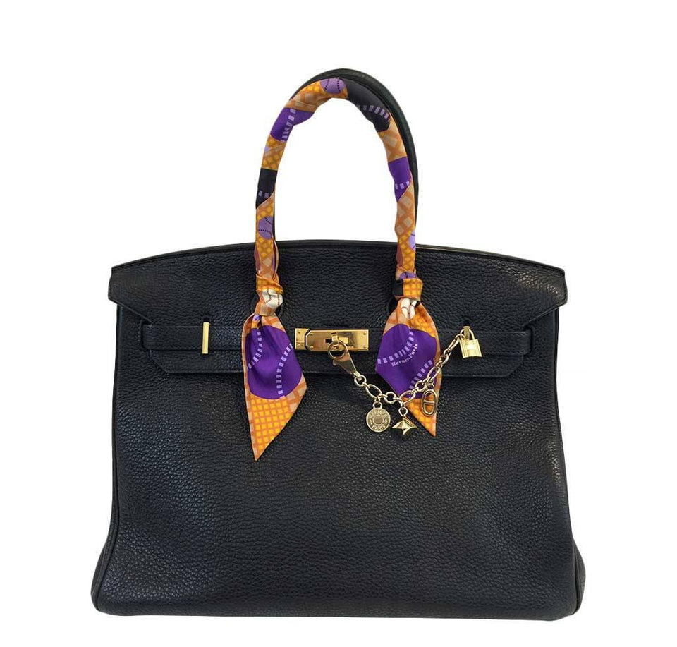 HermesBirkin 35 Black Clemence Bag GHW