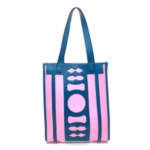 Hermes Tote Bag Leather / canvas Navy x pink Petit Ash dream Catcher Women