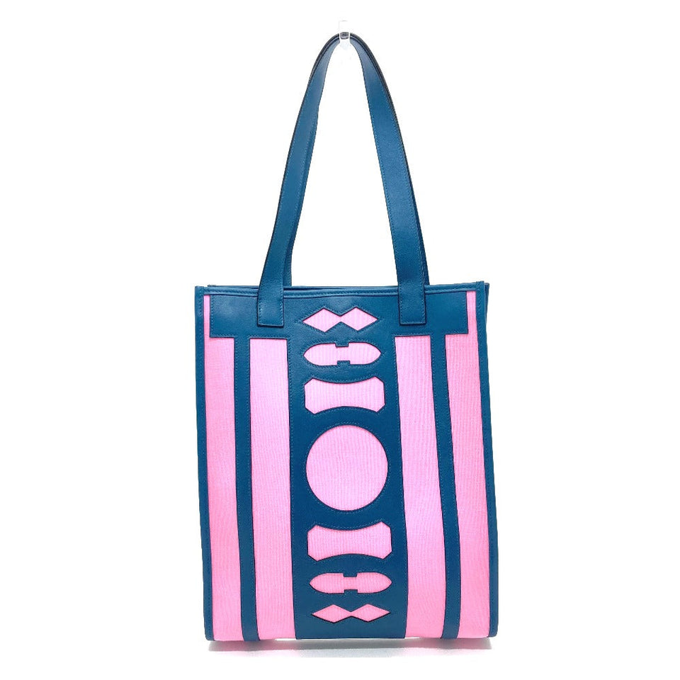 Hermes Tote Bag Leather / canvas Navy x pink Petit Ash dream Catcher Women