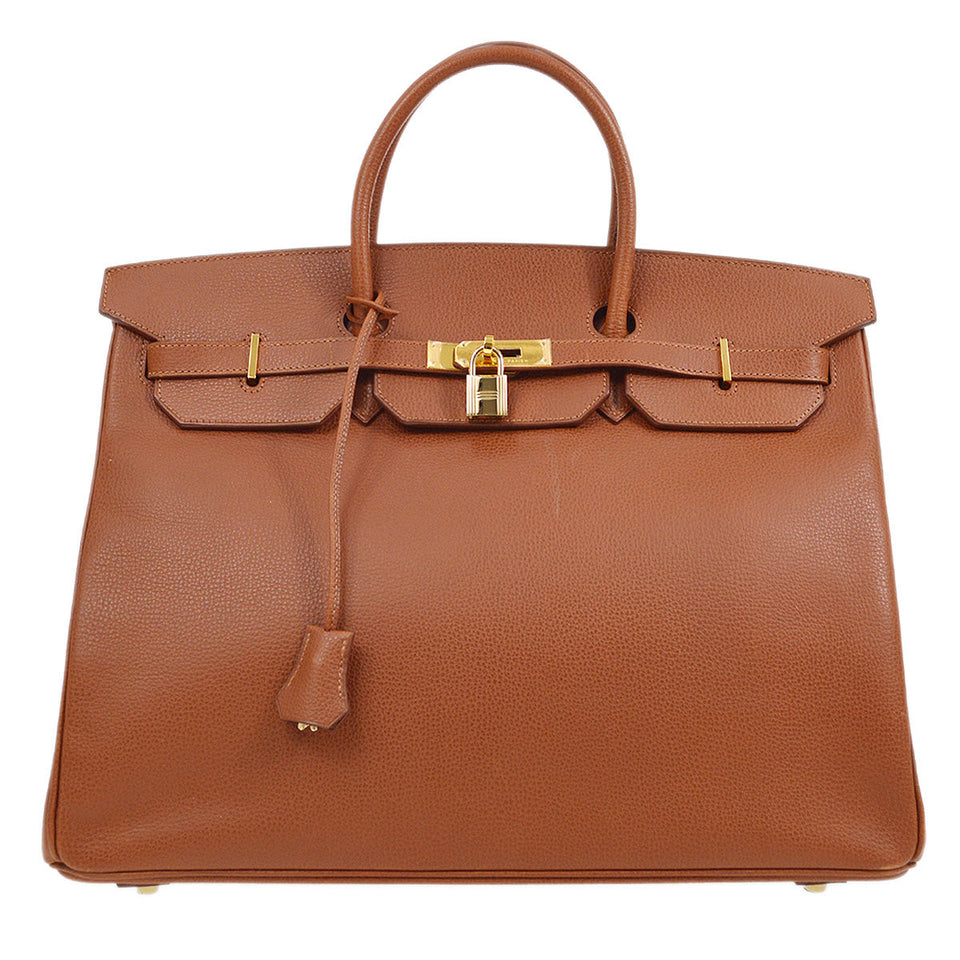 Hermes 2006 BIRKIN 40 Hand Bag Brown Ardennes