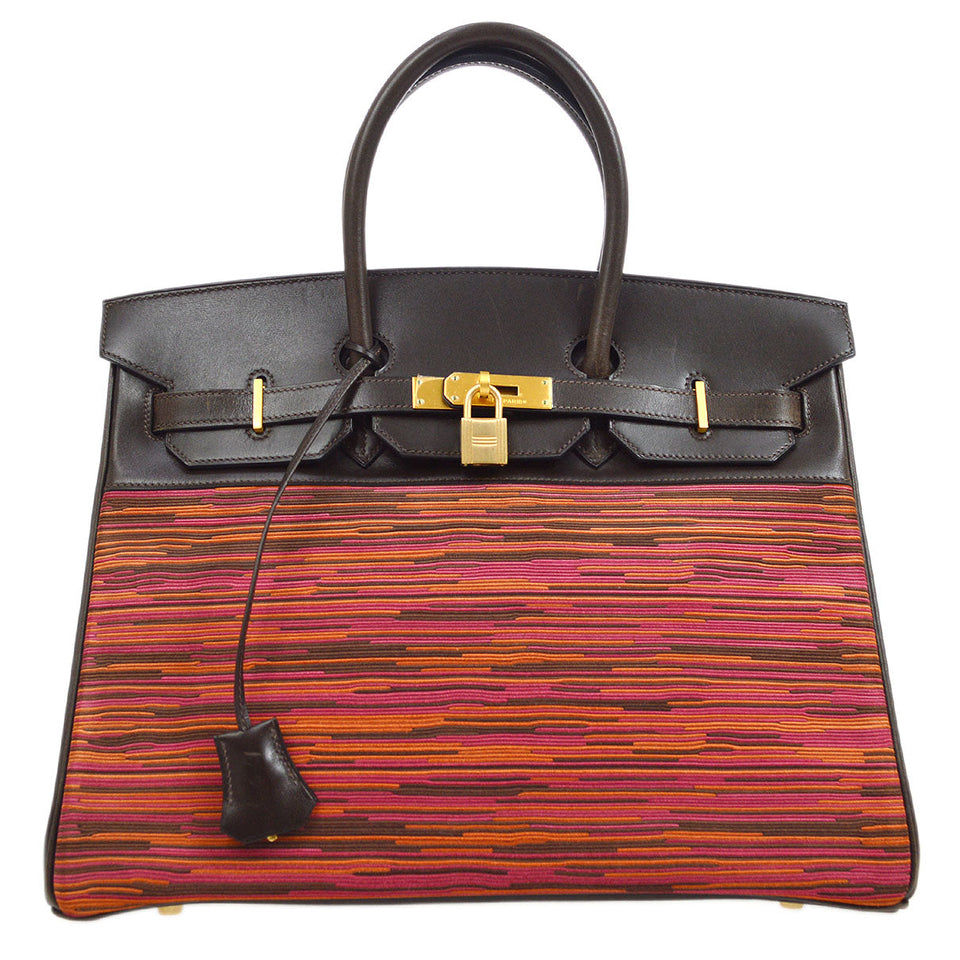 Hermes 2003 BIRKIN 35 Vibrato Calf Purple Orange Ebene