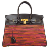 Hermes 2003 BIRKIN 35 Vibrato Calf Purple Orange Ebene