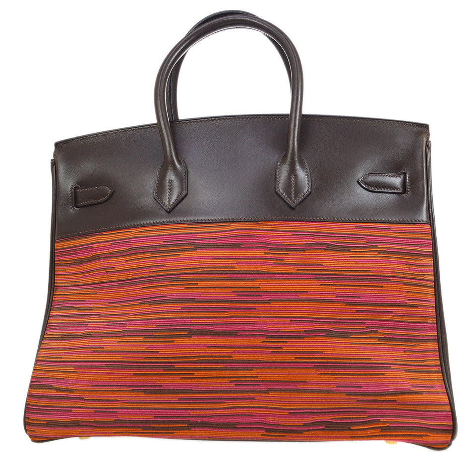 Hermes 2003 BIRKIN 35 Vibrato Calf Purple Orange Ebene