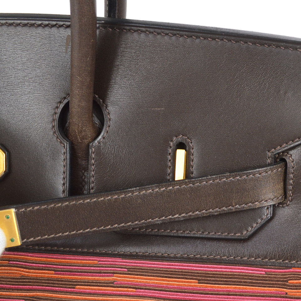 Hermes 2003 BIRKIN 35 Vibrato Calf Purple Orange Ebene